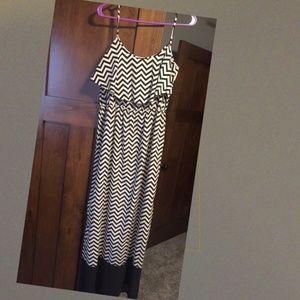 Chevron Tan/Black Maxi Dress